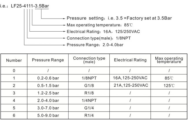 LF25  Pressure Switch